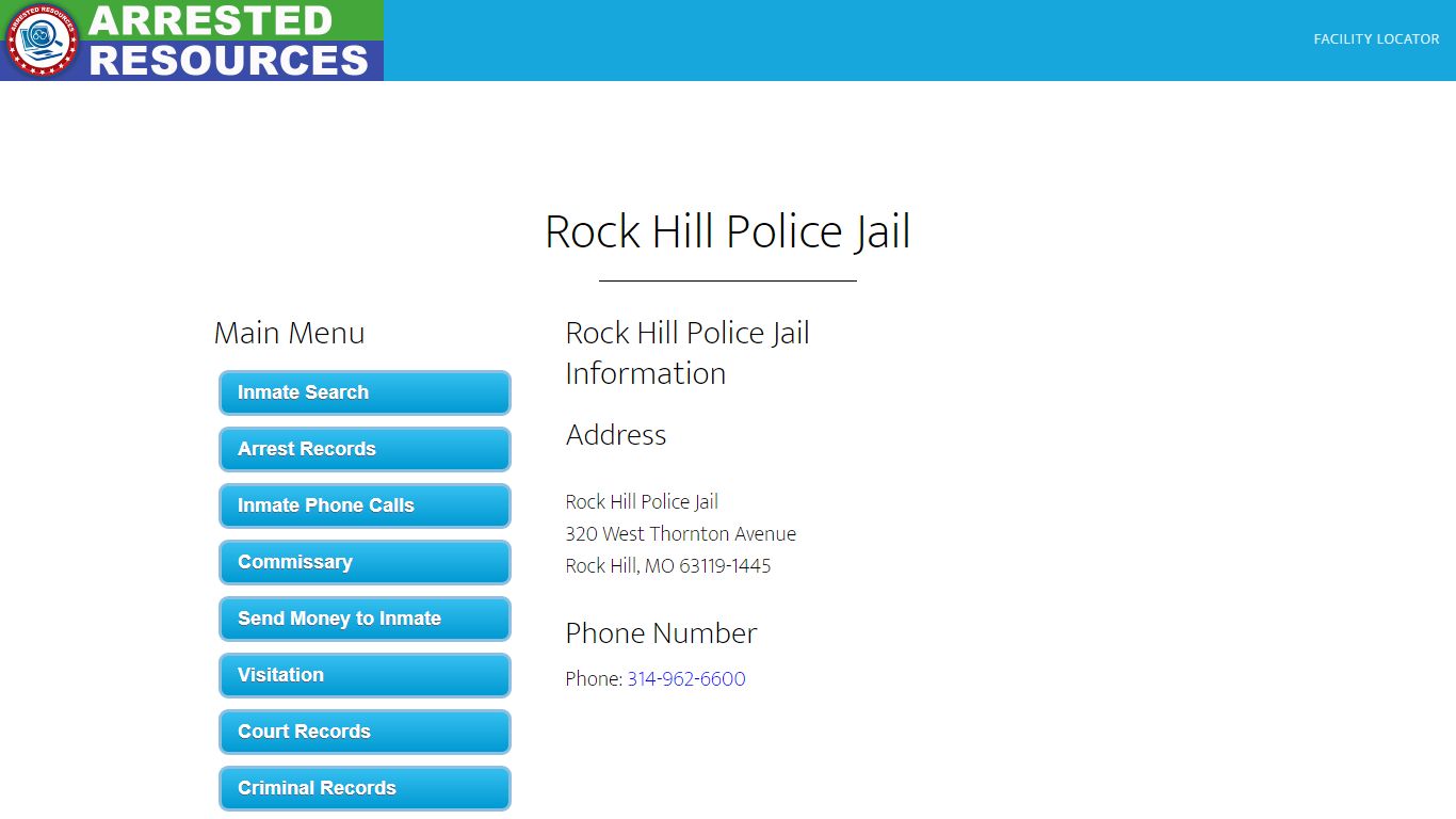 Rock Hill Police Jail - Inmate Search - Rock Hill, MO - Arrested Resources